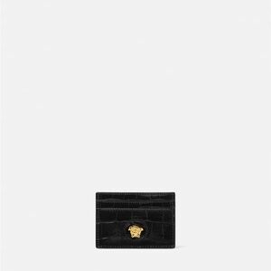 Versace CROC-EFFECT LA MEDUSA CARD HOLDER